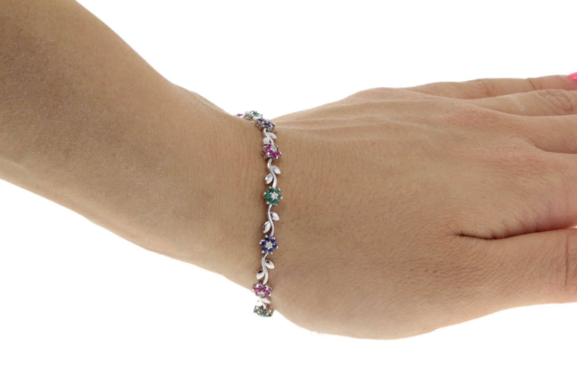 sapphires ruby emerald and diamonds Link Bracelet In Good Condition In Marcianise, Marcianise (CE)