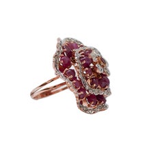 Rubies, Diamonds, Rose Gold and Silver Ring.