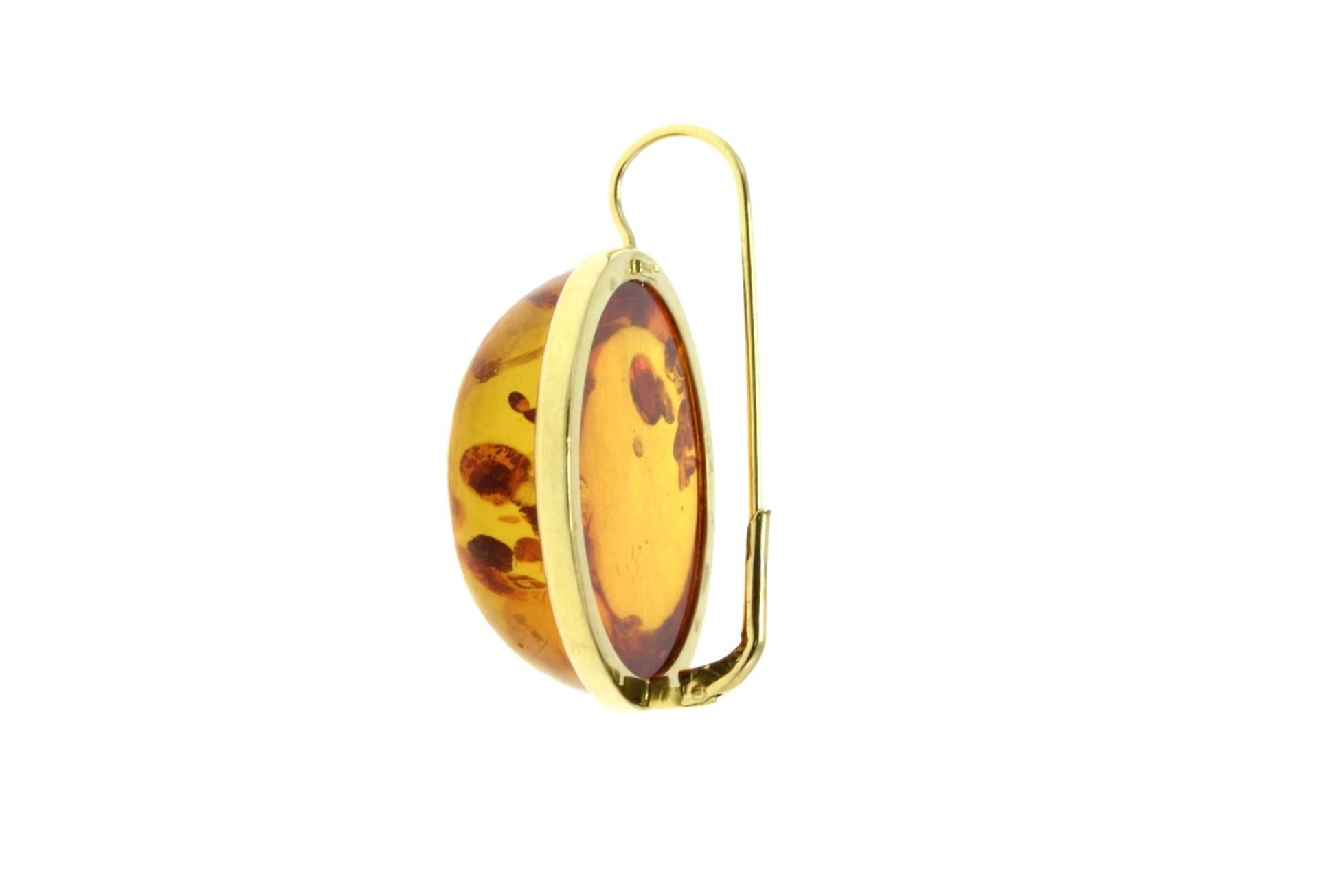 Retro 18 kt Gold Amber Earring