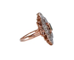 Emerald, Diamonds, Rose Gold and Silver Ring.