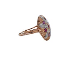 Rubies, Diamonds, Rose Gold and Silver Ring.