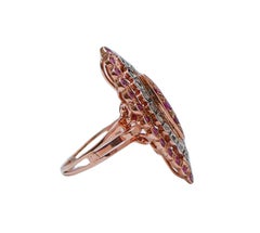 Rubies, Diamonds, Rose Gold and Silver Ring.