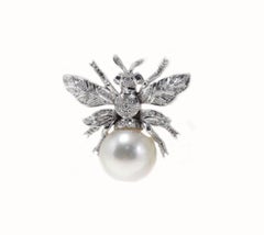 Luise Diamond and Australian Pearl Fashion/ Dangle Bee Earrings