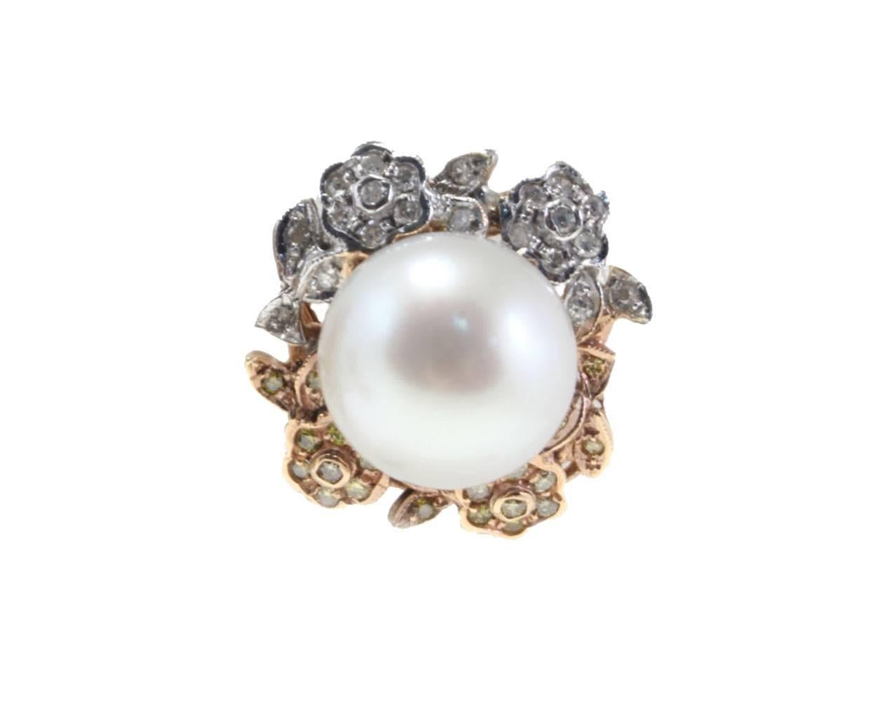 Retro Luise Diamond and Fancy Diamond Australian Pearl Earrings