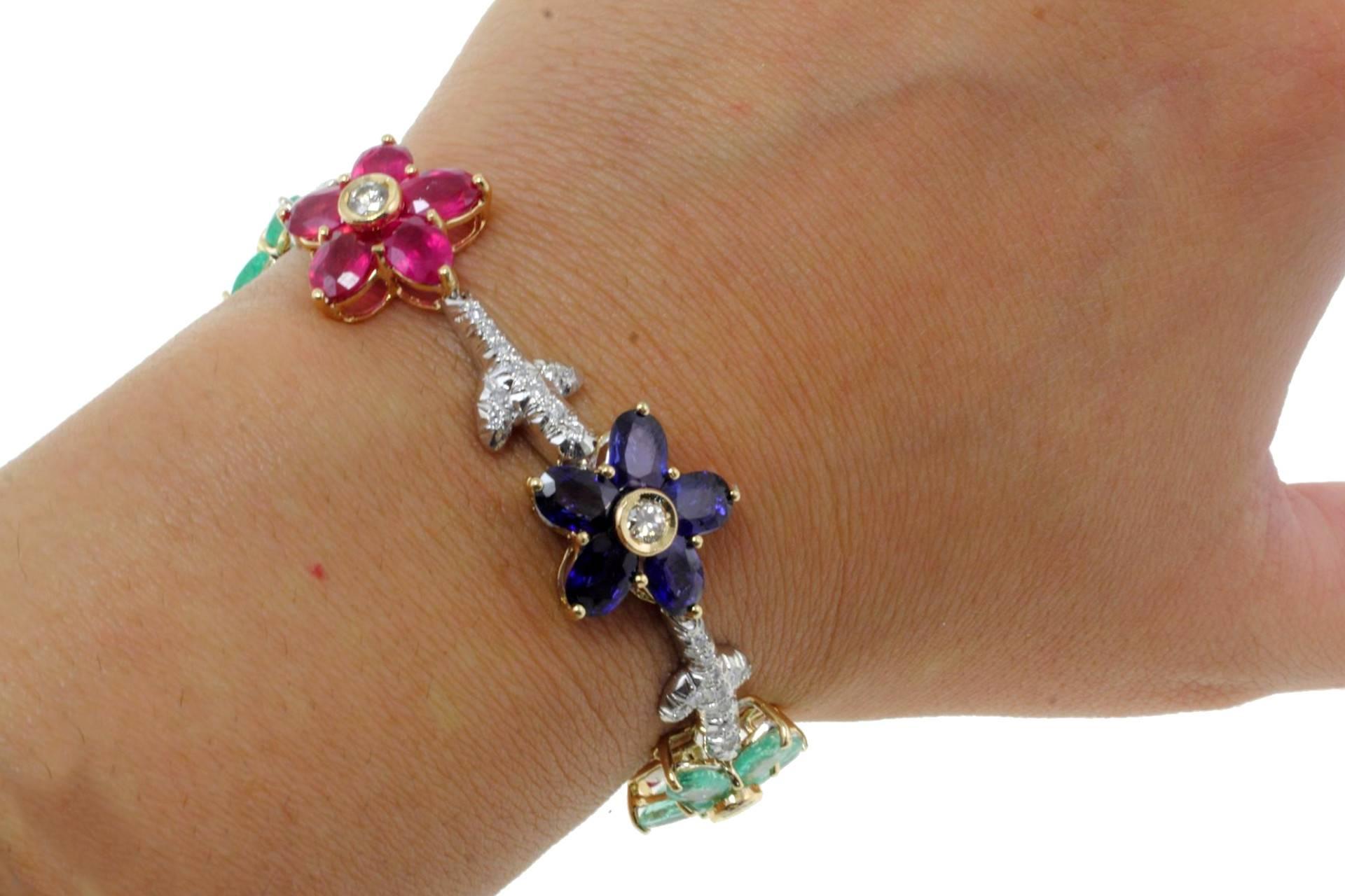 Luise Gold Diamond Ruby Sapphire Emerald Bracelet 1