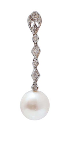 11 Mm Pearls, Diamonds, White Gold Earrings.