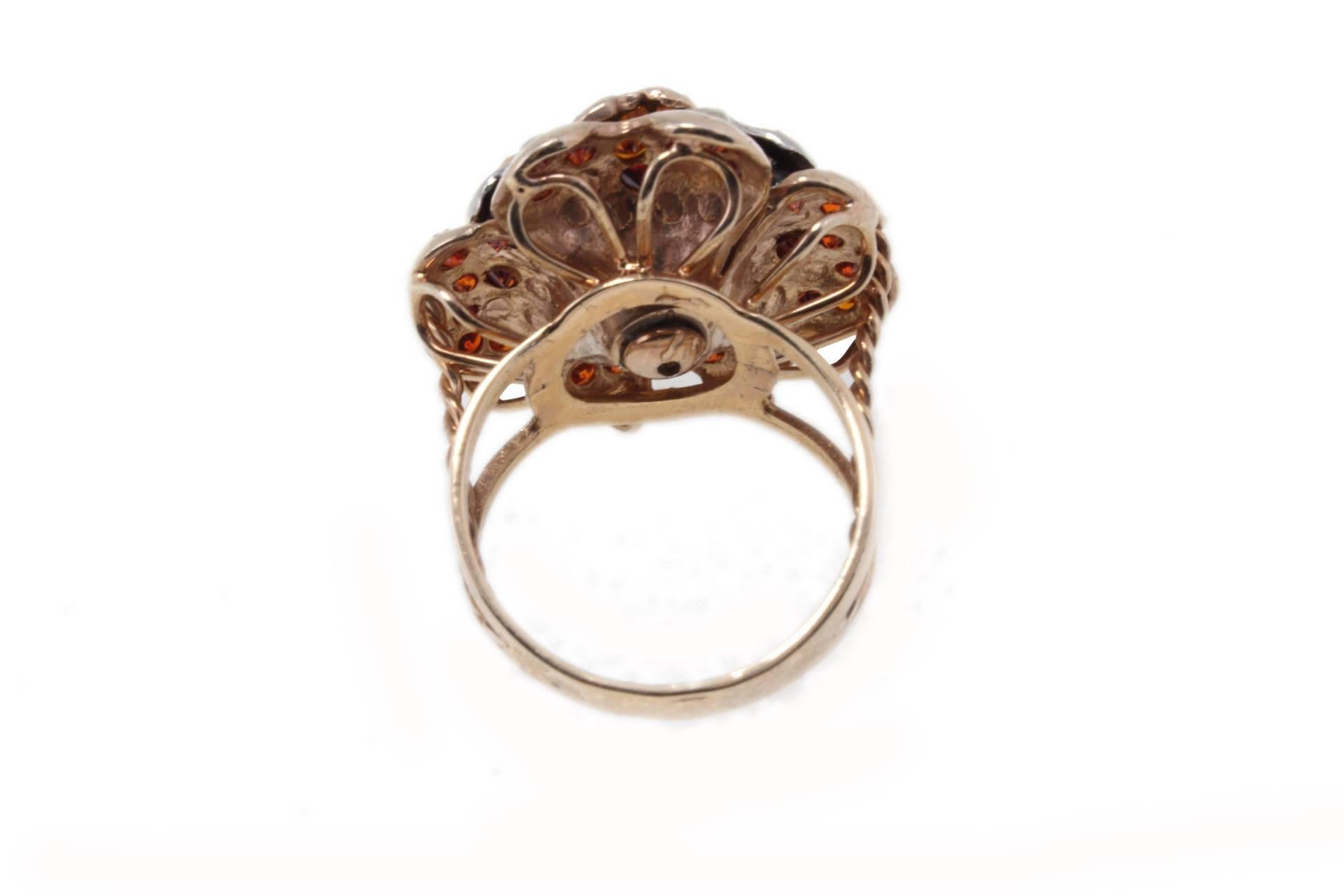 Retro  Multi-Stone rose gold and silver Ring