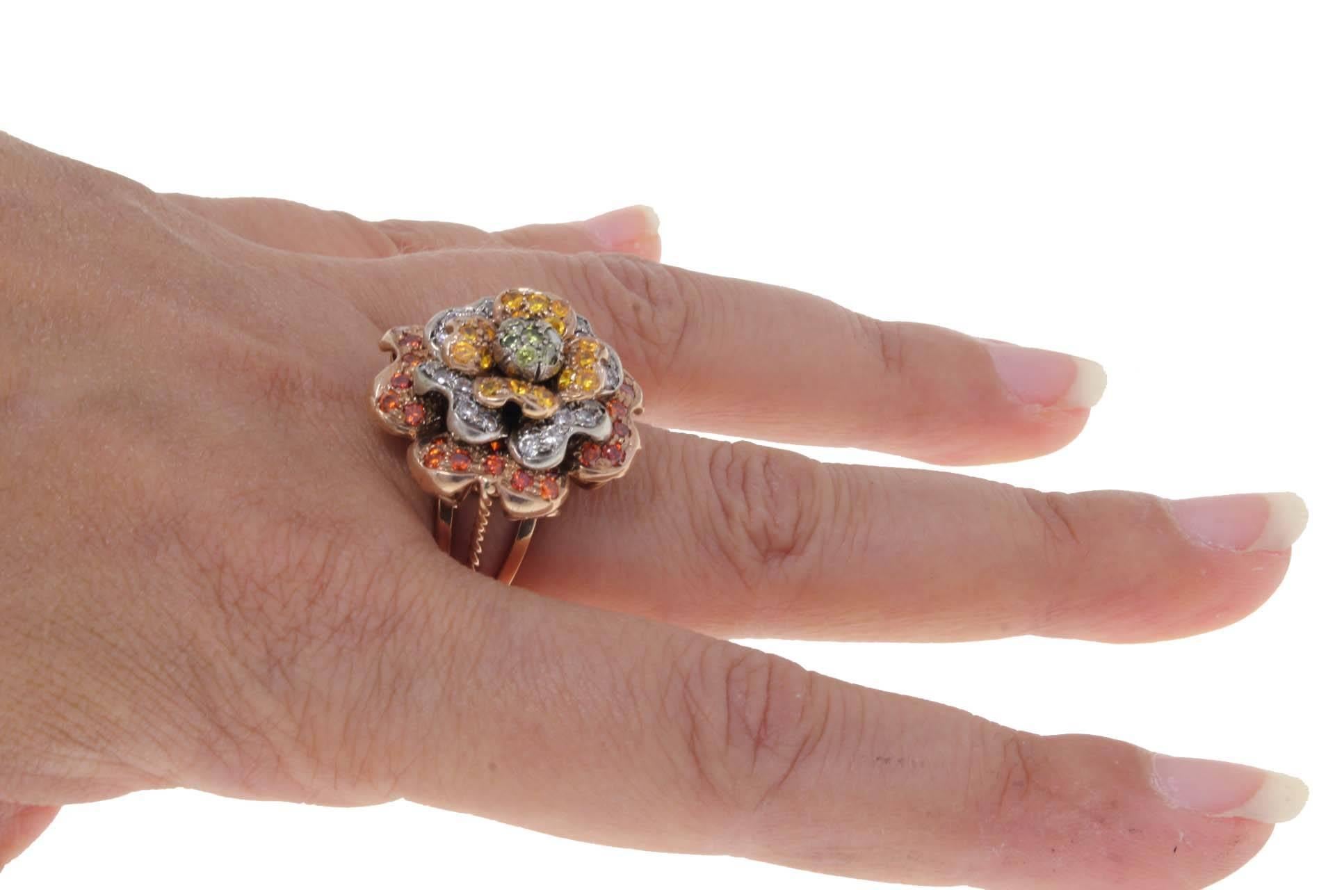  Multi-Stone rose gold and silver Ring 1