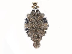 Diamonds, Blue Sapphires, Red Corals, 14K Gold Pendant