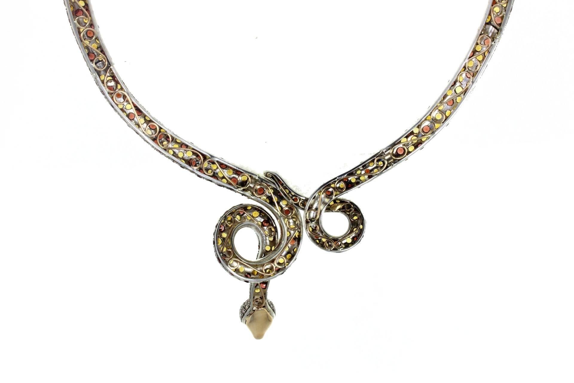 Women's Luise Gold Silver Diamond Topaz Garnet Necklace