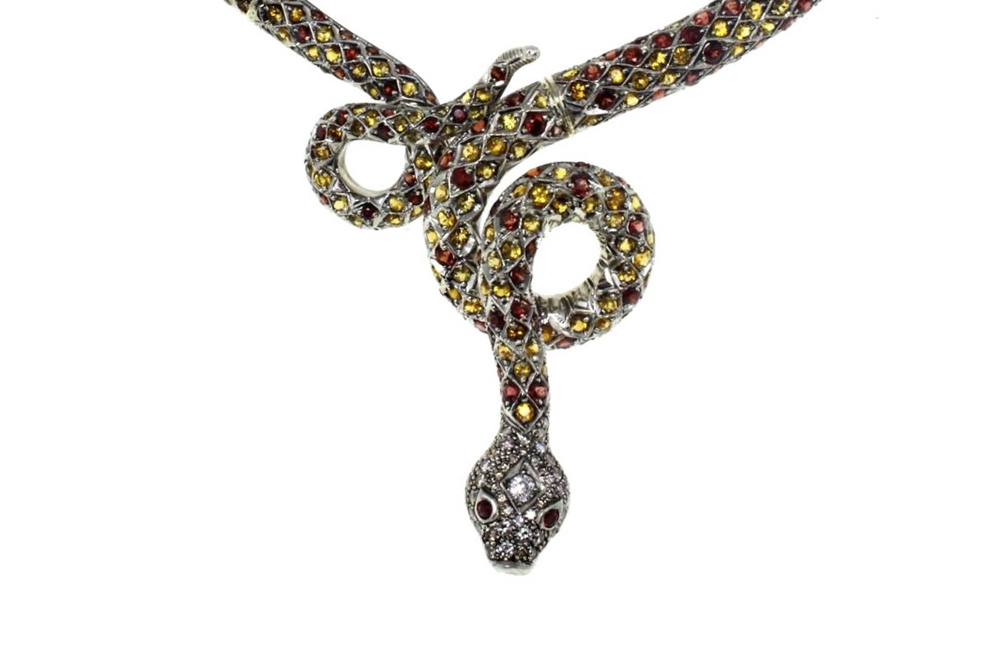 Retro Luise Gold Silver Diamond Topaz Garnet Necklace