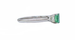 Emerald, Diamonds, 14 Karat White Gold Ring