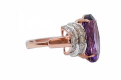 Amethyst, Diamonds, Rose Gold and Silver Ring.