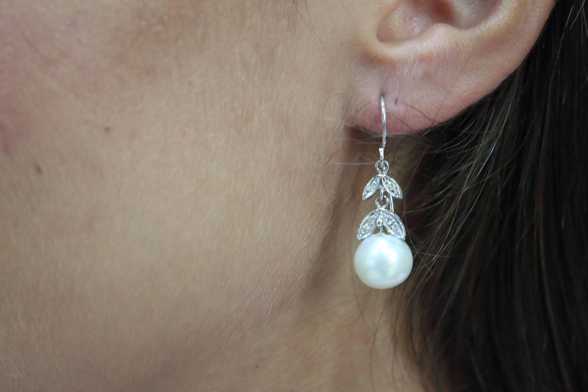 Women's or Men's Luise Diamond and Australian Pearl Earrings