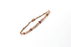Light Brown Diamonds, Rubies Rose Gold Tennis Bracelet