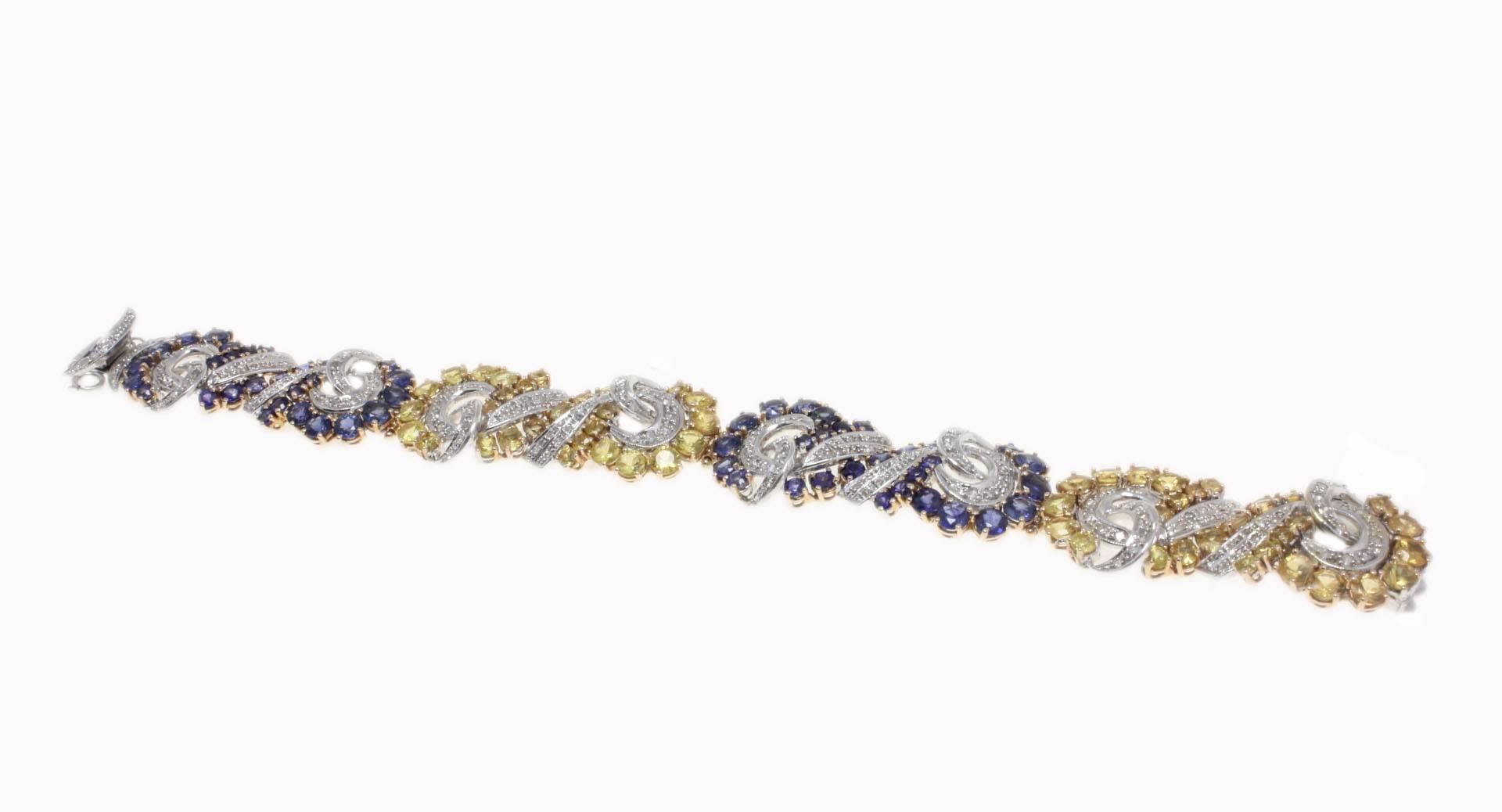 Luise Sapphire and Diamond Retro Bracelet In Good Condition In Marcianise, Marcianise (CE)