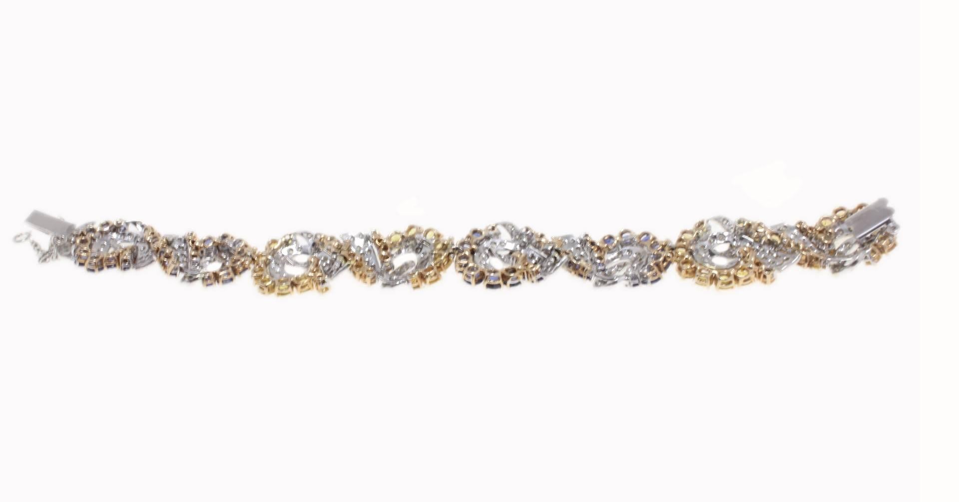 Women's or Men's Luise Sapphire and Diamond Retro Bracelet