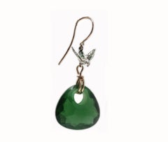 Luise Tsavorite and Green Quartz Dangle Gold Earrings