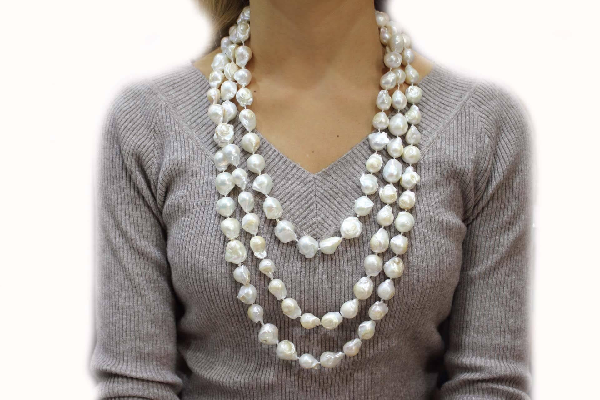 Retro  Baroque Pearls Long Necklace