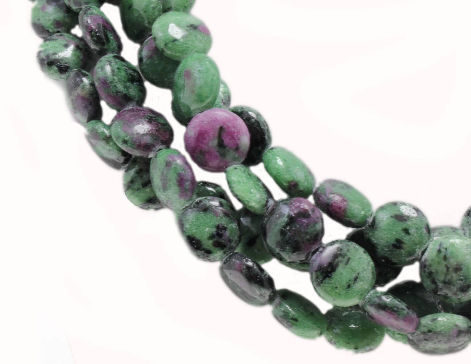  Gold Silver Sapphires Onyx Zoisite with Rubies and Pearl Necklace In Good Condition In Marcianise, Marcianise (CE)