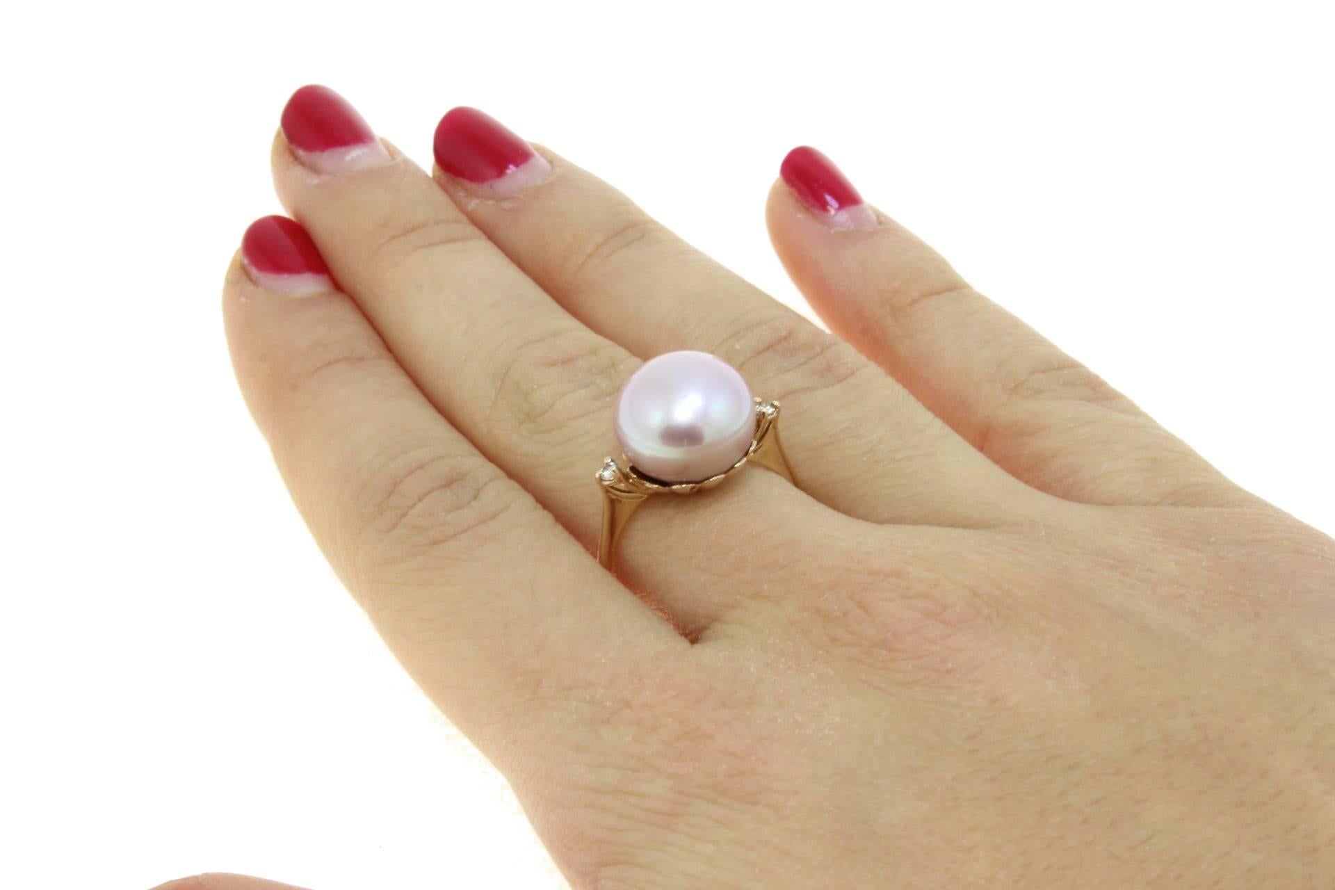 Rose gold Pearl Ring In Good Condition In Marcianise, Marcianise (CE)