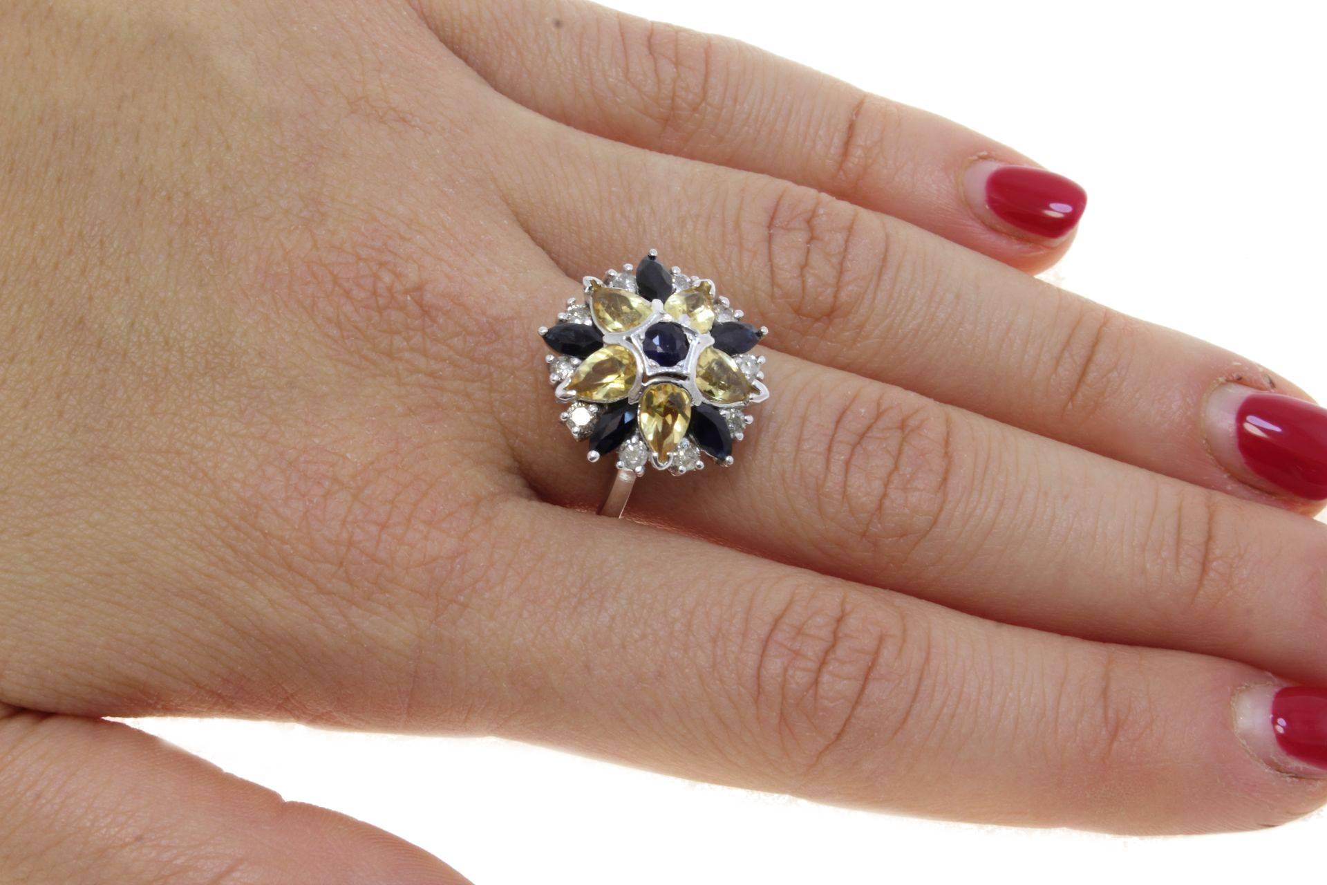 Women's  Diamond Sapphire and topaz yellow Fashion White Gold Ring