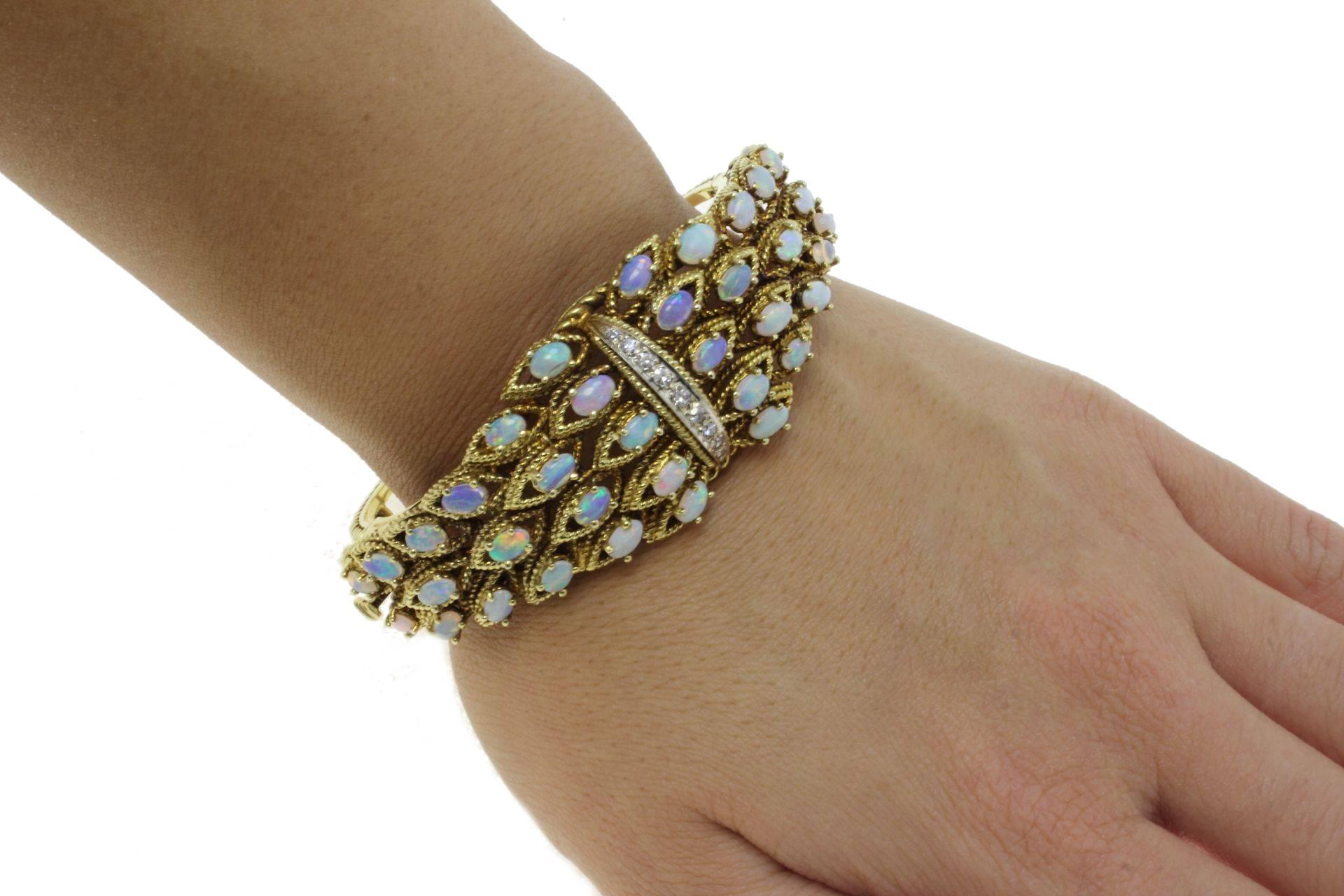Women's  Diamonds Opals Retrò Gold Bracelet