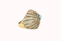 18 kt Rose Gold and 2, 84 carat Diamonds and Tanzanite Dome Ring