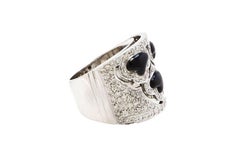 Contemporary White Gold Diamonds and Onyx Band Ring