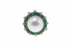 Emerald South Sea Australian Pearl Diamond Earrings