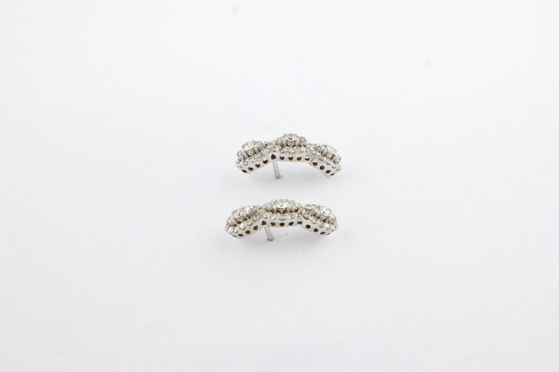 Diamonds  Earrings, 18 kt White Gold Stud/Dangle In Good Condition For Sale In Marcianise, Marcianise (CE)