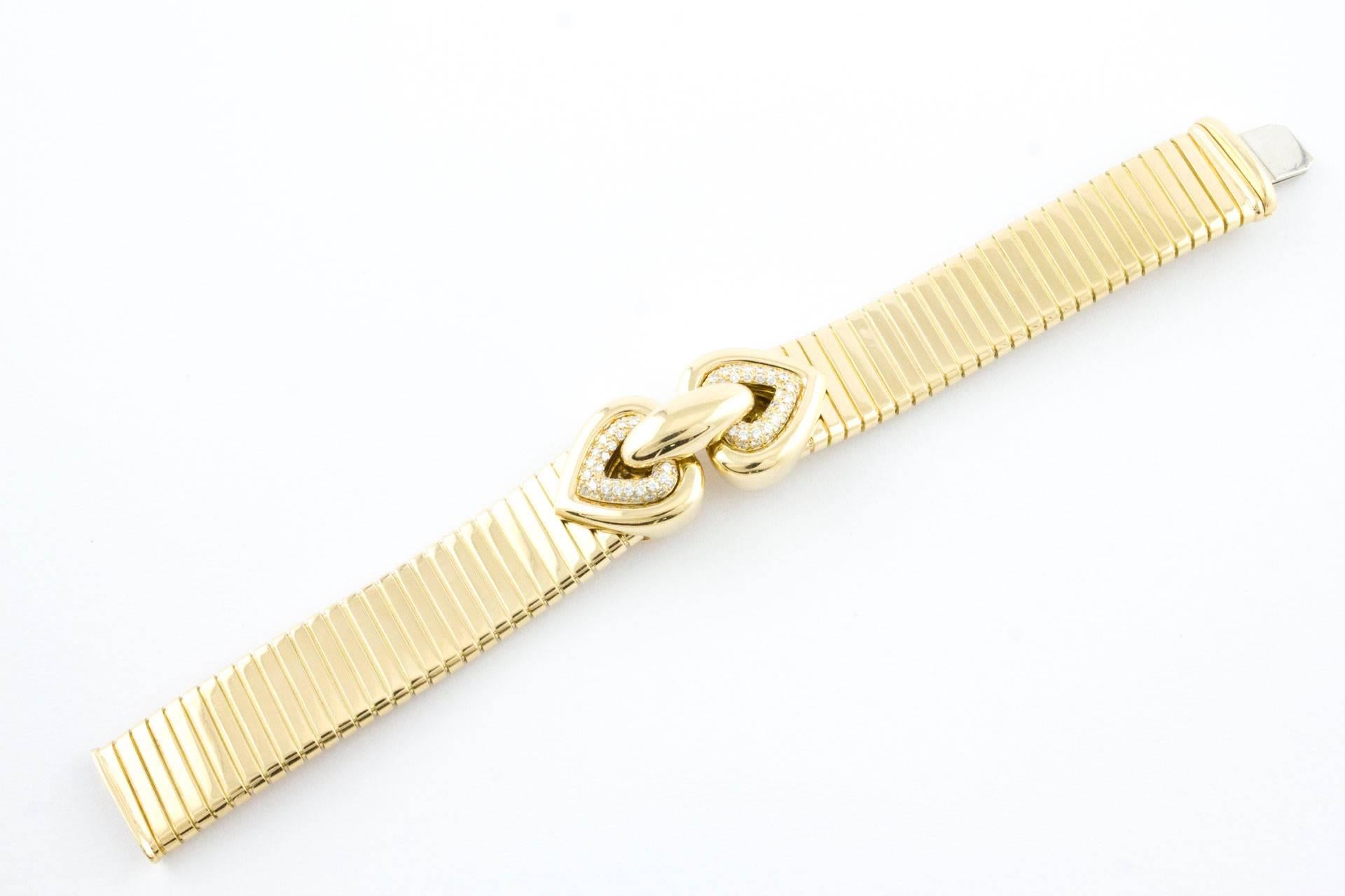 Women's Diamonds Hearts Bulgari Yellow Gold Bracelet