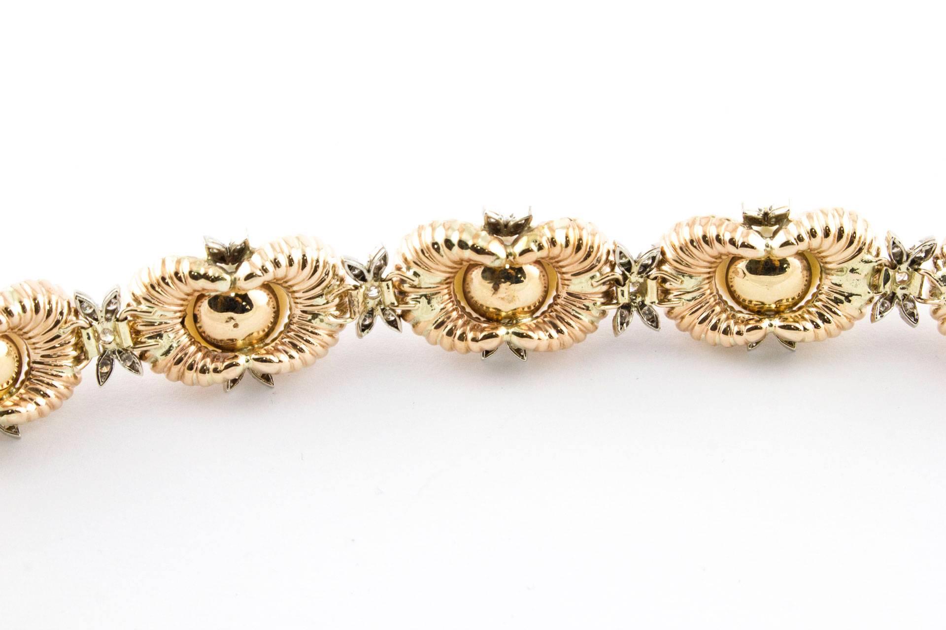 Brilliant Cut Diamonds and Australian Pearls Beaded gold Bracelet  For Sale