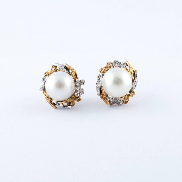 Diamonds Australian Pearls Rose Gold Drop Earrings For Sale (Free ...
