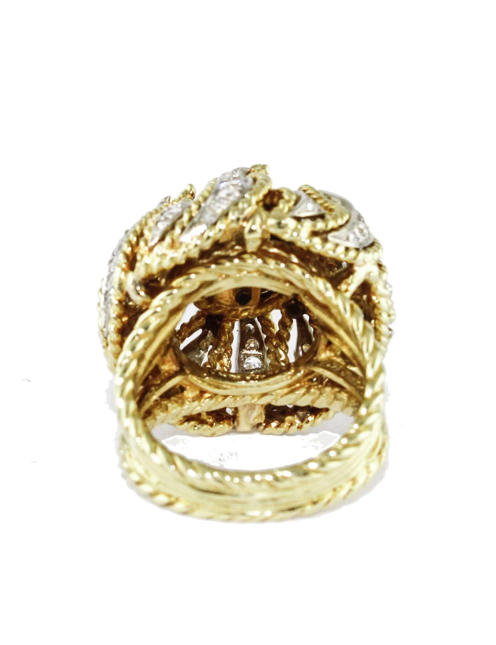 Retro 1, 82 carat Diamonds 18 kt Yellow Gold Ring