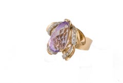 Diamonds Amethyst Rose Gold Ring
