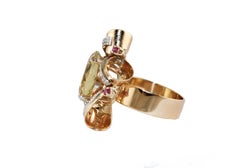 Diamonds Rubies Topaz  Rose Gold Star Ring