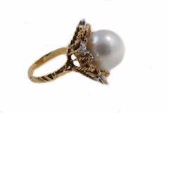 Bague en or jaune et or blanc avec diamants