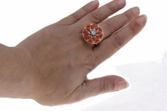 Corals Diamond and Blue Sapphire Gold Ring
