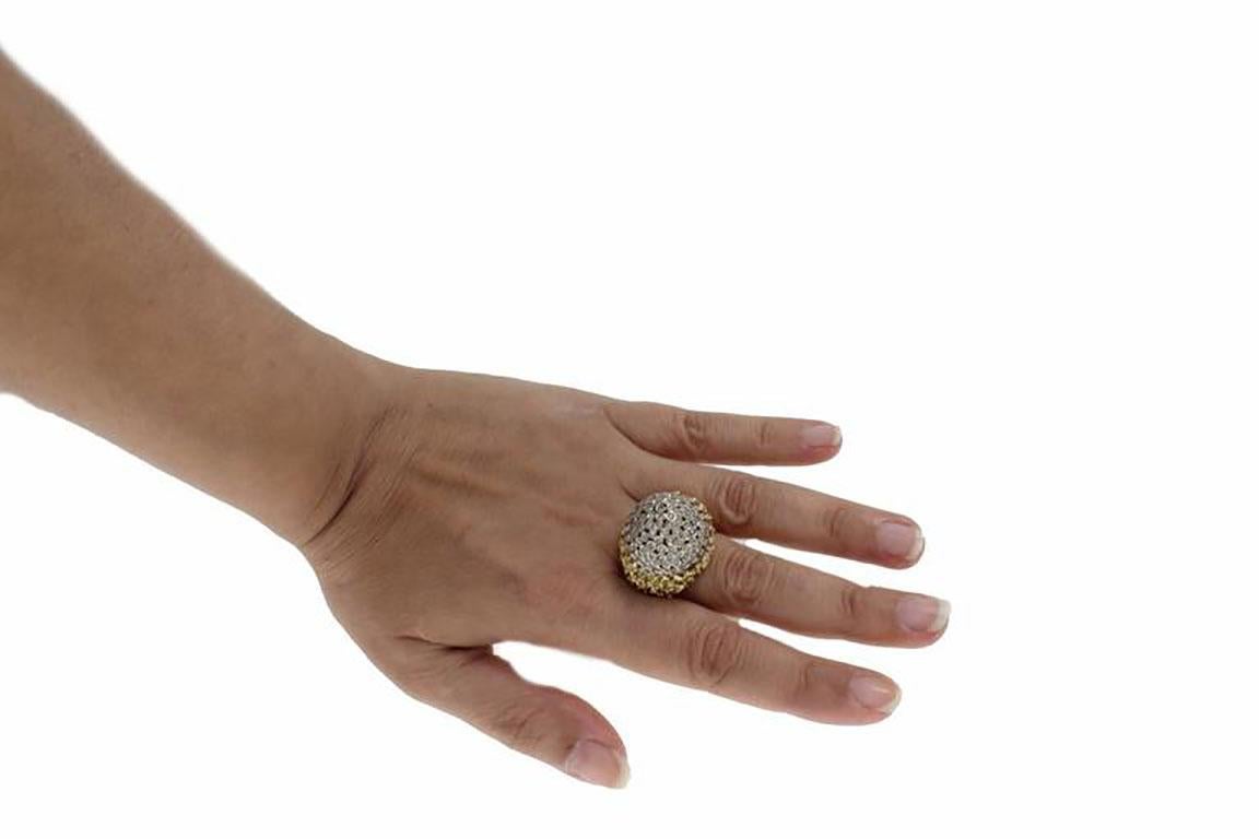 Diamond Dome Gold Ring In Good Condition In Marcianise, Marcianise (CE)