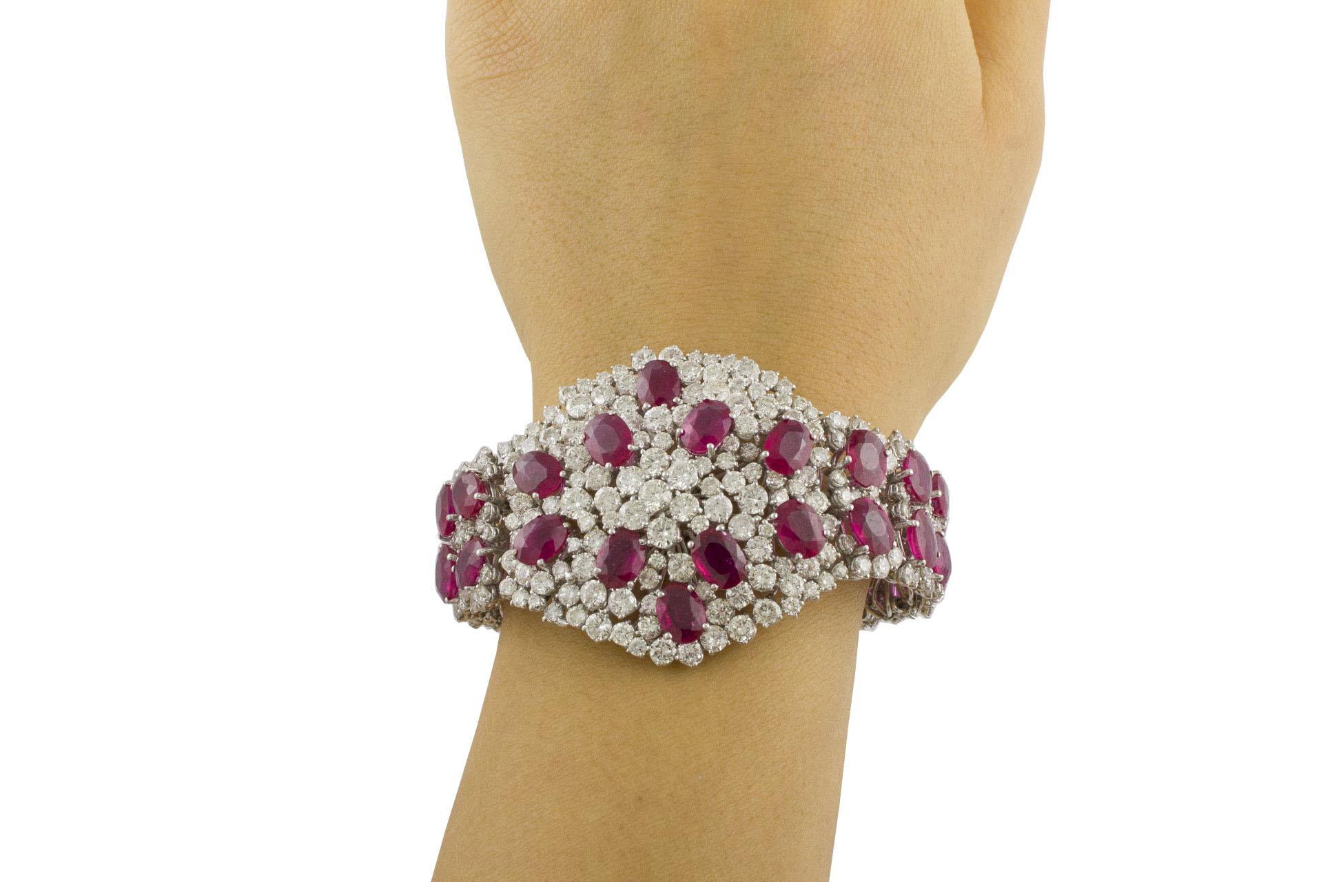 33.11 Carat of White Diamonds 47.43 Carat of Rubies White Gold Bracelet 2