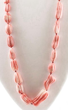 225,8 g Collana lunga o a più fili di coralli arancio/rosa