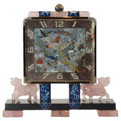  Lacloche Freres Important Art Deco Chinoiserie Desk Clock 