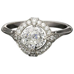 Hancocks GIA Certified 1.15 Carat Old European Cut Diamond Cluster Ring 4