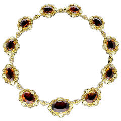 1880s Victorian Citrine Two Colour Gold Necklace