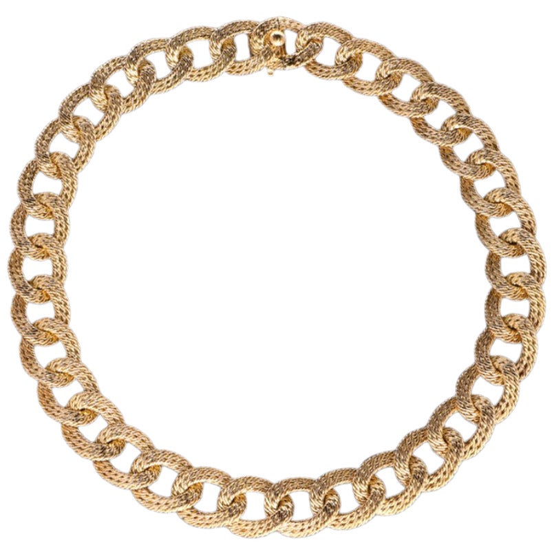 1960s Cartier Gourmette Gold Curb Link Necklace