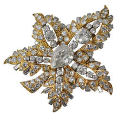 Magnificent Certified Rene Boivin Feuille de Platane Diamond Brooch