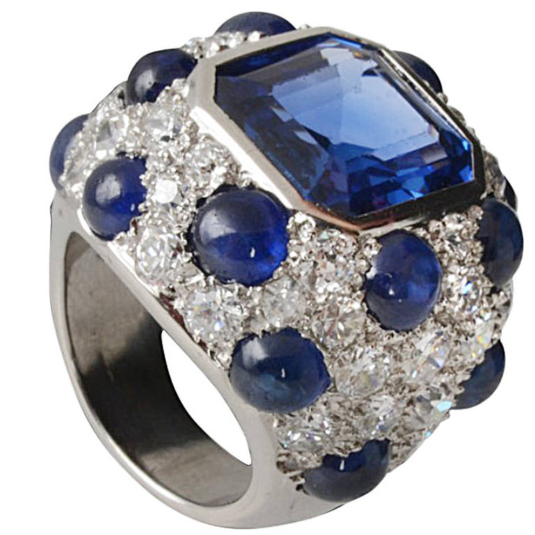 Fantastic Sapphire Diamond Modele a Pois Ring by Suzanne Belperron