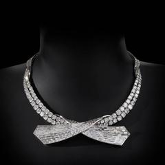 1960s Pierre Sterle Diamond Platinum "Ribbon" Necklace
