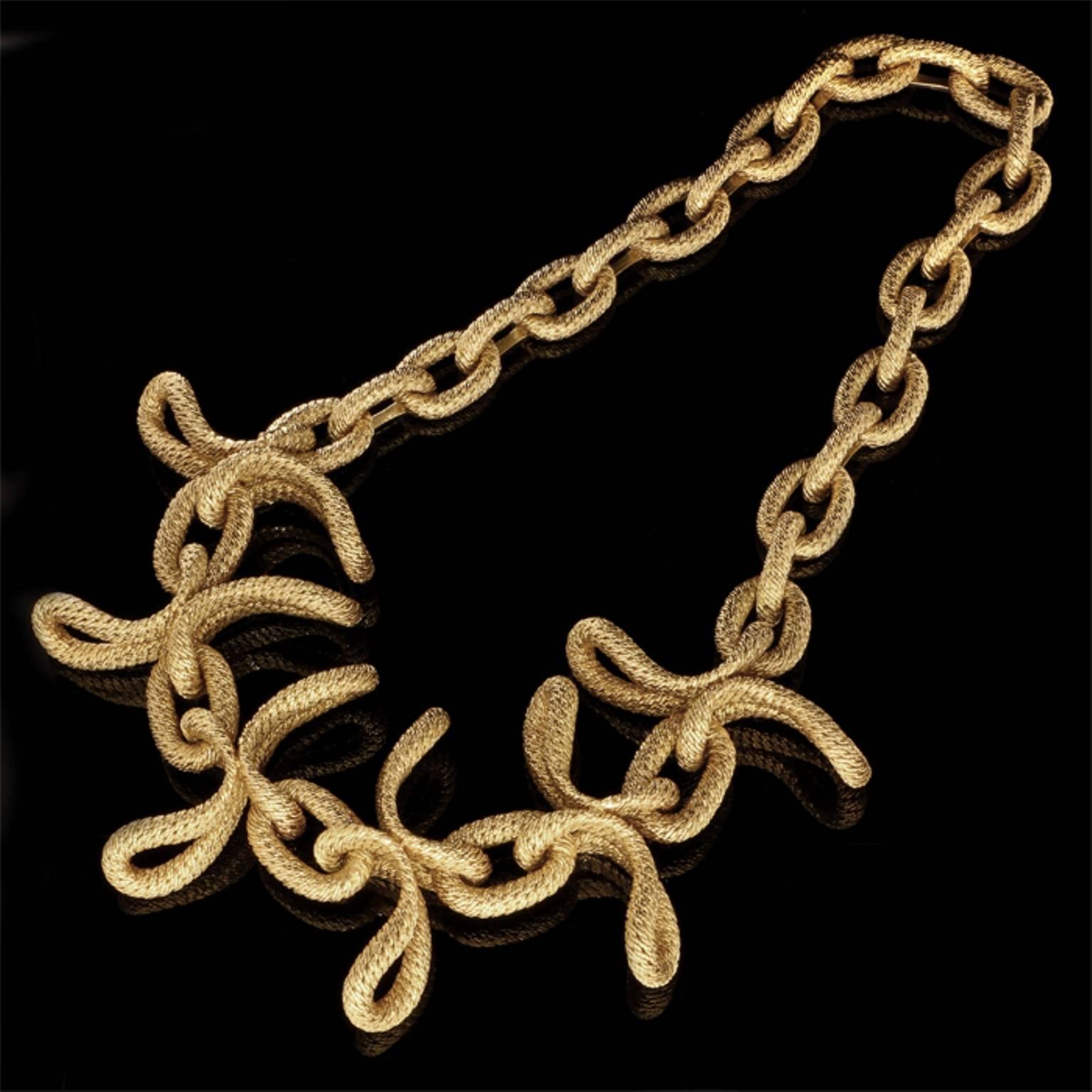 1960s Cartier Woven Gold Oval Link Necklace In Good Condition In London, GB